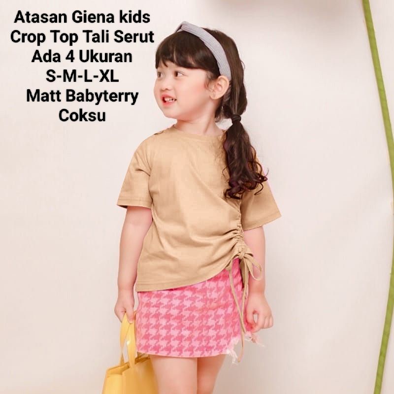 Crop Top Tali Anak Perempuan 1-6 Tahun Serut Lengan Pendek/Atasan Giena Kids Matt BabyTerry