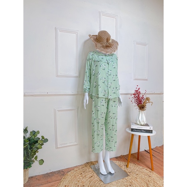 ONE SET RAYON FULL KANCING (PILIH MOTIF) / PIYAMA RAYON WANITA MURAH / PAJAMAS BUSUI / DAILY SET-KC 15
