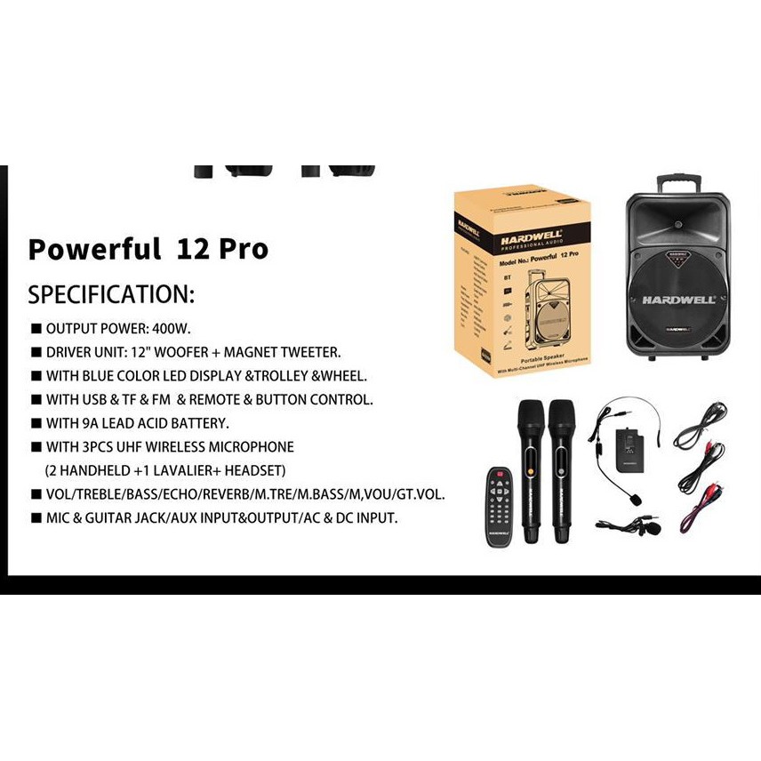 Speaker Aktif Hardwell Powerfull 12 Pro Portable 12 inch Original