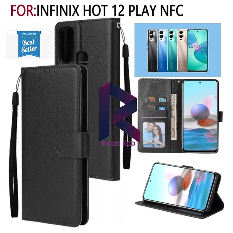 FLIP WALLET NEW INFINIX HOT 12 PLAY NFC LEATHER KULIT PREMIUM SARUNG BUKA TUTUP FLIP CASE NEW INFINIX HOT 12 PLAY NFC