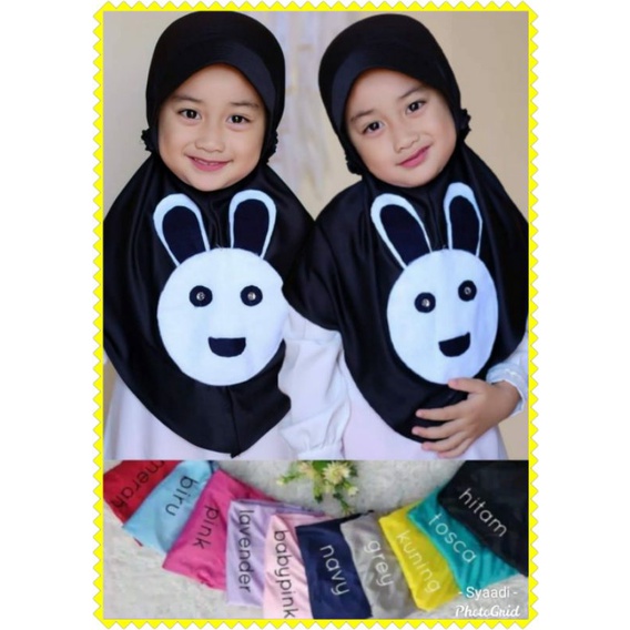 Hijab Anak Karakter Panda Kuda Poni Eskrim 2-5tahun | Jelbab Anak