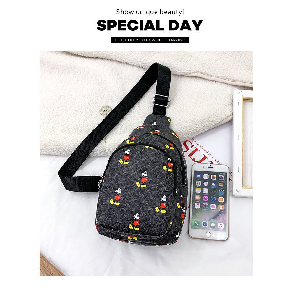 AND COD T205 Tas Selempang Wanita Tas Import Waist Bag Wanita Sling Bag Wanita Karakter PU Leather COD