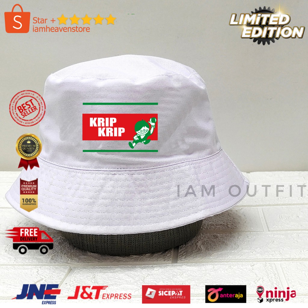 Bucket hat Krip Krip Snack Jadul 90an topi buket hat keren lucu unik terbaru polos putih klasik