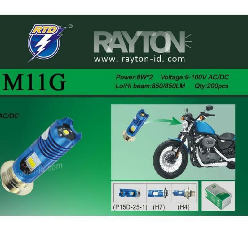 Lampu Depan LED H6 M11G Matic &amp; Bebek RTD Rayton Plus Senja Blue