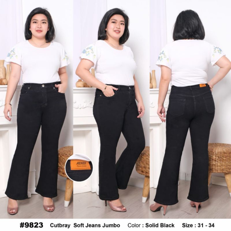 Aener - Celana Highwaist Cutbray Jeans Jumbo Wanita / Cutbray HW Jumbo Jeans Wanita / Cutbray Polos 