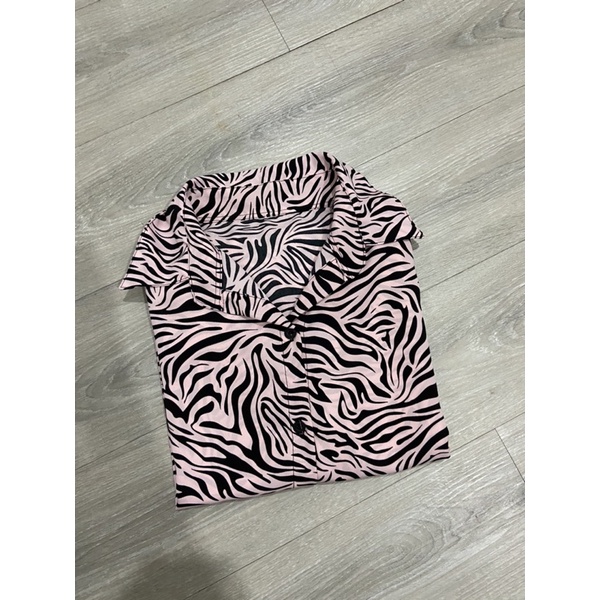 kemeja tunik panjang motif zebra/ K468