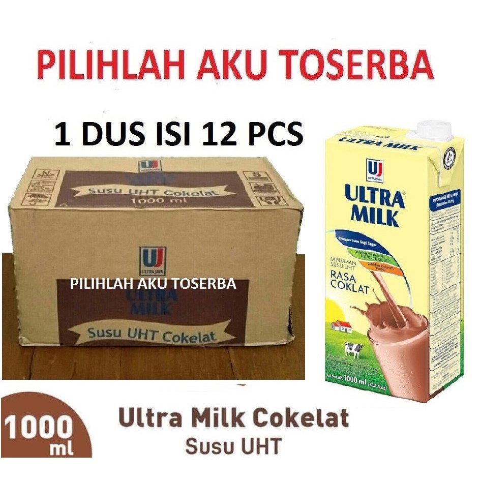 SUSU ULTRA COKELAT 1 LITER / ULTRA COKLAT 1000 ML - (1 DUS ISI 12 PCS)