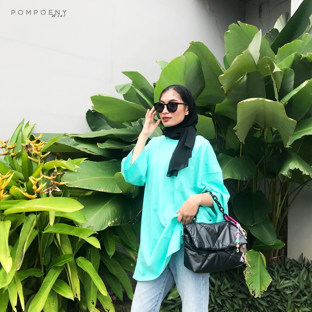 KAOS OVERSIZE WANITA TOP HIJAB BASIC / BASIC OVERSIZED TOP KAOS POLOS / KAOS POLOS OVERSIZE WANITA - POMPOENY