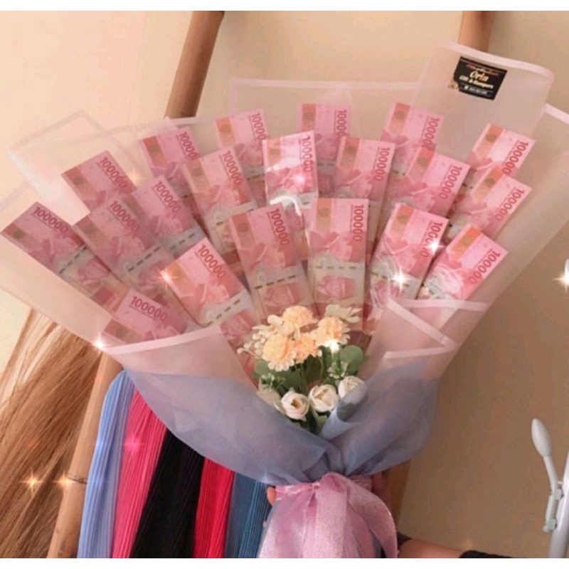 Buket uang asli/hadiah wisuda/hadiah pernikahan 100/50