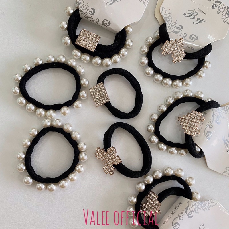 Karet Ikat Rambut Mutiara 2in1 Korea style| Ikat rambut Import