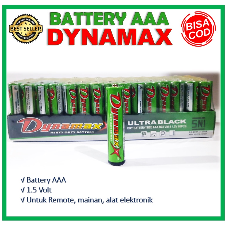 Battery AAA Dynamax Battere A3 Dynamax Batu Batere Dynamax