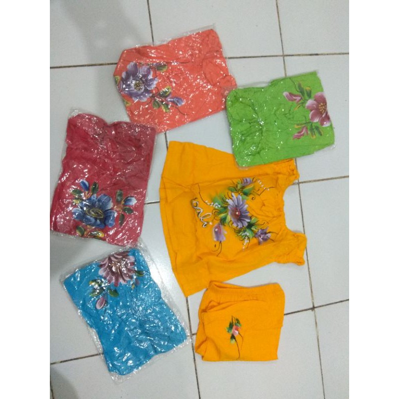 souvenir bali baju setelan balon lukis anak perempuan