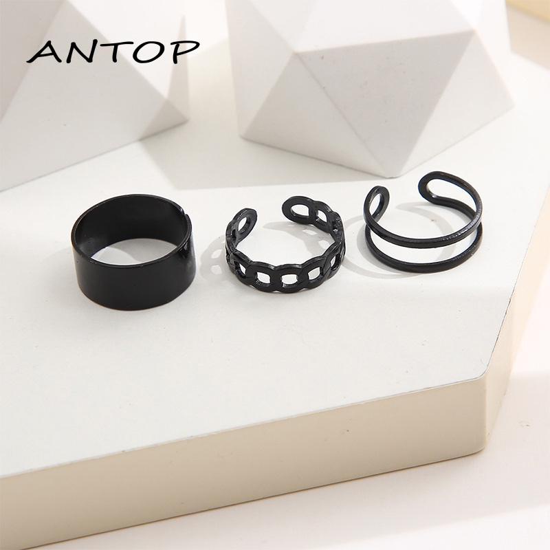 3pcs / Set Cincin Jari Knuckle Gaya Vintage Punk Hip-Hop Korea Untuk Pria Dan Wanita