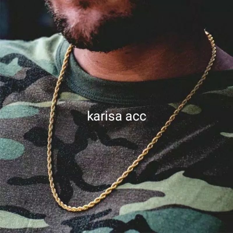 Kalung Tambang Titanium Emas