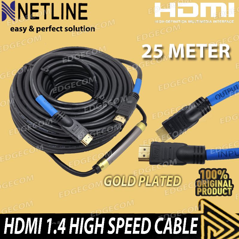 Kabel HDMI Male to Male 25 Meter Gold Plated NETLINE