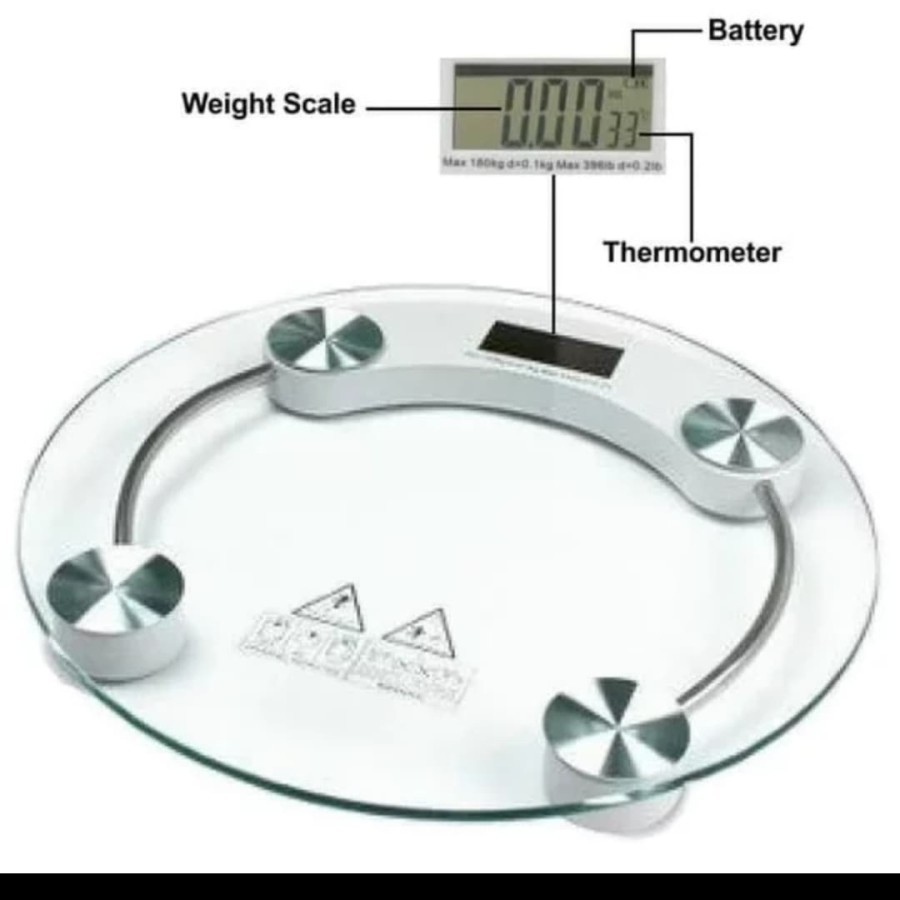 TIMBANGAN DIGITAL KACA BULAT BENING DIAMETER 33 CM / TIMBANGAN KACA BULAT