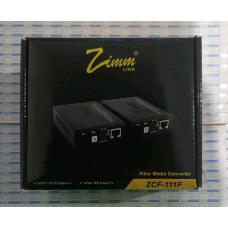 ZCF-111F,Zimm Link Media Converter Fiber Optik To LAN 10/100Mbps ZCF111F WDM Zimmlink Sepasang