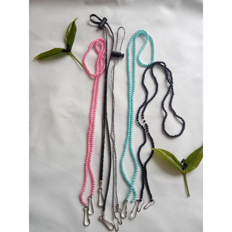 Konektor / strap Masker duckbill wanita pria kalung / tali mask manik manik kulit terbaru terlaris