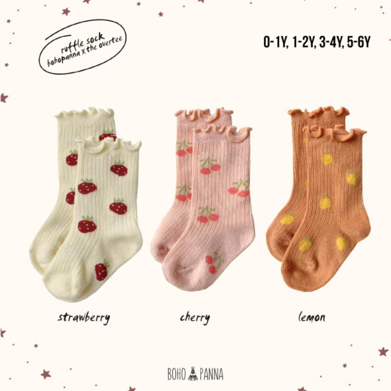 Bohopanna x The Overtee Ruffle Sock / Kaos Kaki Anak Perempuan Lucu