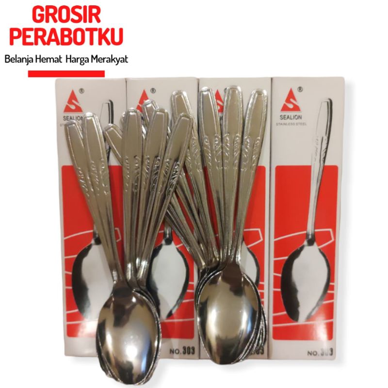 Sendok Makan Stainless Tebal - Per Kotak Isi 12 Pcs / Spoon Tebal Anti Karat Murah Isi 1 Lusin