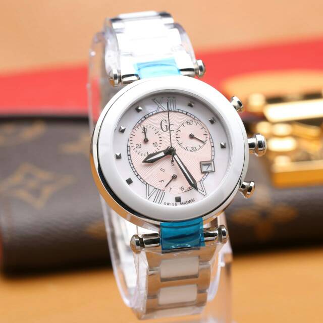 JAM TANGAN CEWEK/WANITA GC KW SUPER CHRONO AKTIF RANTAI CERAMIC TERBARU ELEGANT HARGA BERSAHABAT..