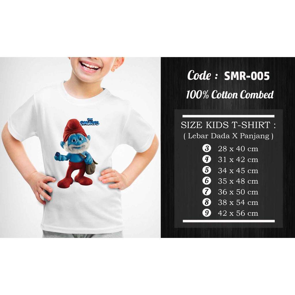 [FREE NAMA !!] Kaos Anak &amp; Family The Smurfs 100% COTTON PREMIUM