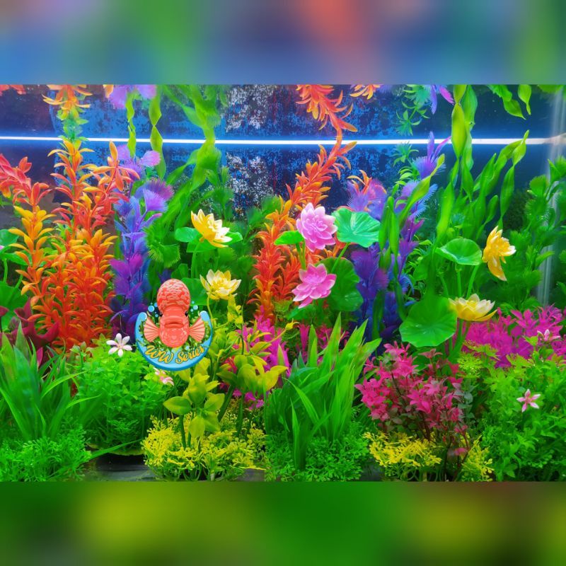 Tanaman Import Unik (2) Hiasan Dekorasi Aquarium Aquascape Rumput Mainan Daun Aksesoris Bunga Plasti