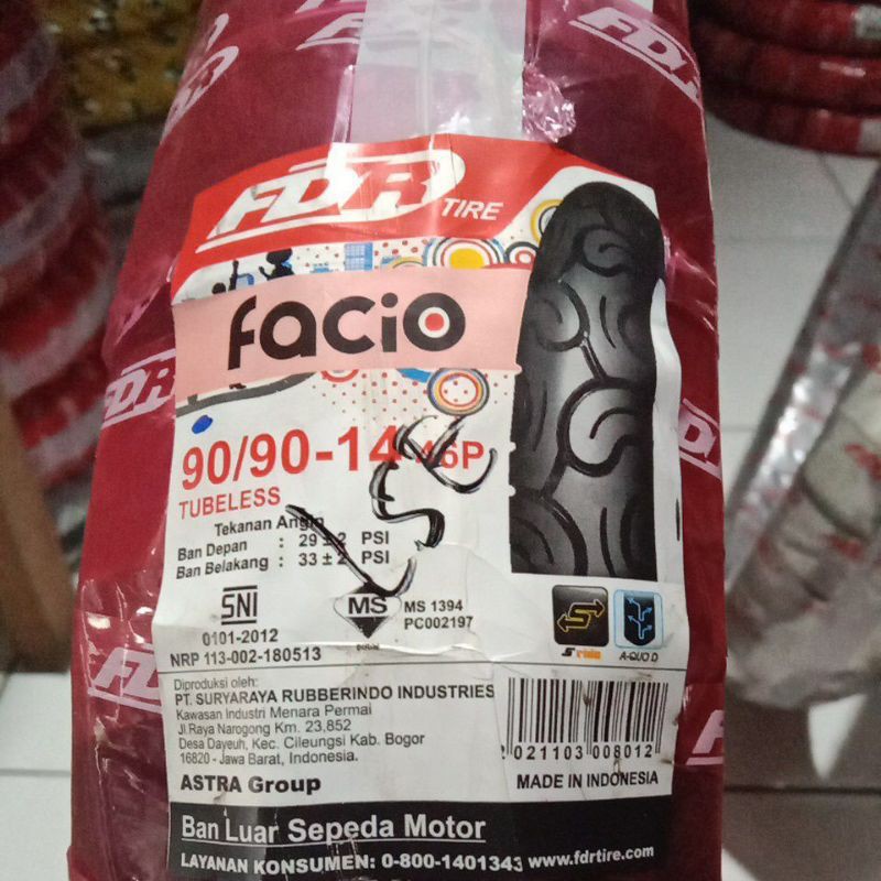 BAN LUAR BELAKANG HONDA VARIO 125 VARIO 150  BAN FDR 90 9014 TUBLES