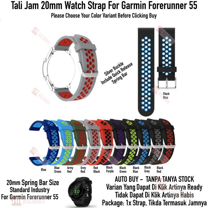 NSB Tali Jam 20mm Watch Strap Garmin Forerunner 55 - Rubber Sporty Silikon