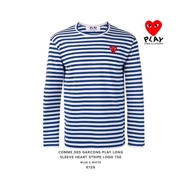 Play Cdg Second Original Long Sleeve Tee (Blue/White)