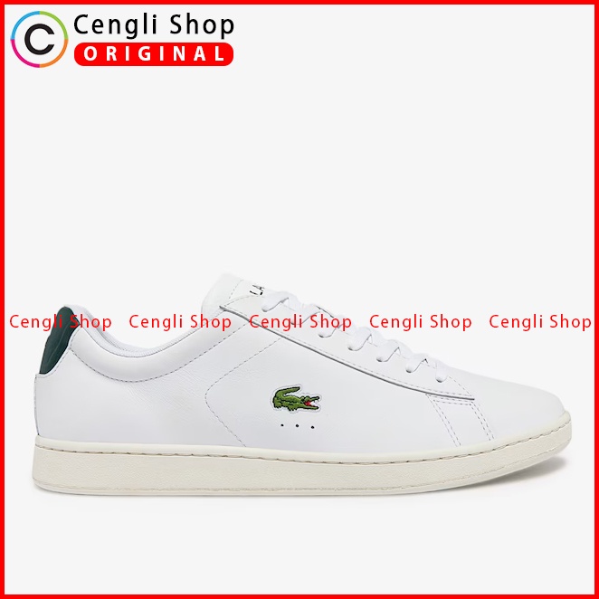 SEPATU SNEAKER KULIT LACOSTE PRIA ORIGINAL CASUAL KETS ASLI PUTIH LM02