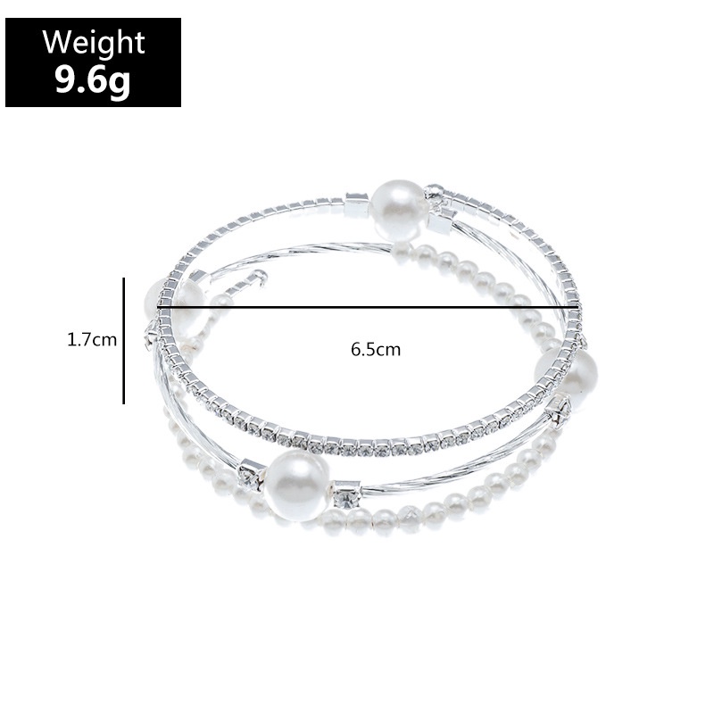 LRC Gelang Tangan Fashion Rhinestone Pearl Multilayer V5311X