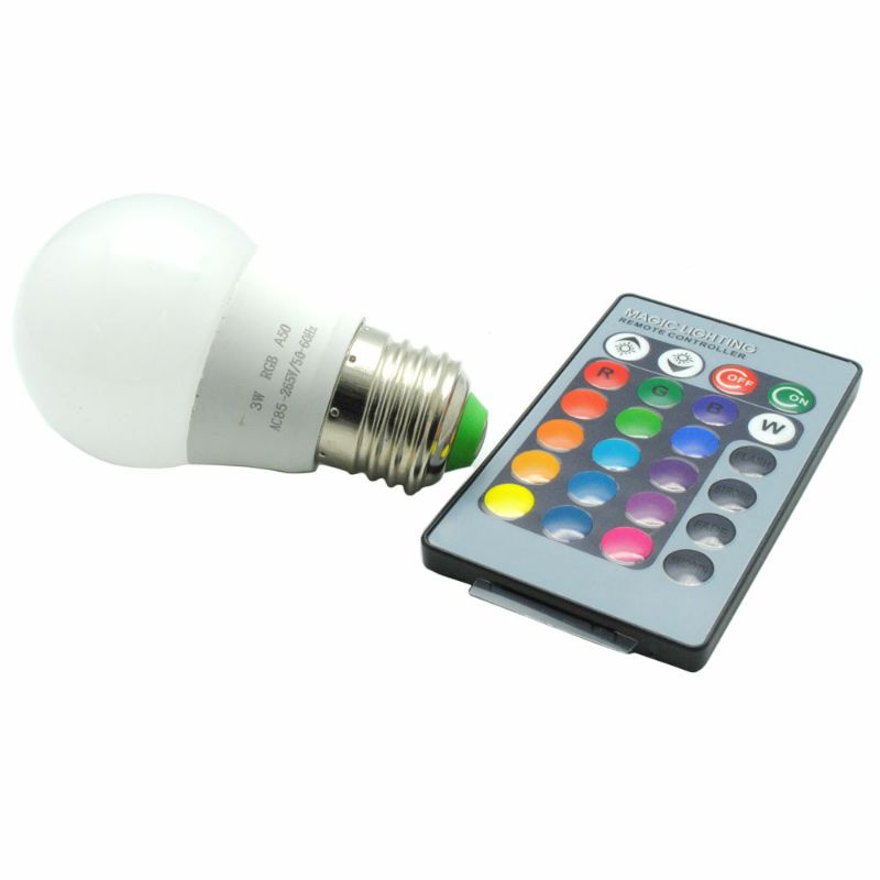 Lampu Bohlam RGB Dengan Remot Control 3w 5w 10w