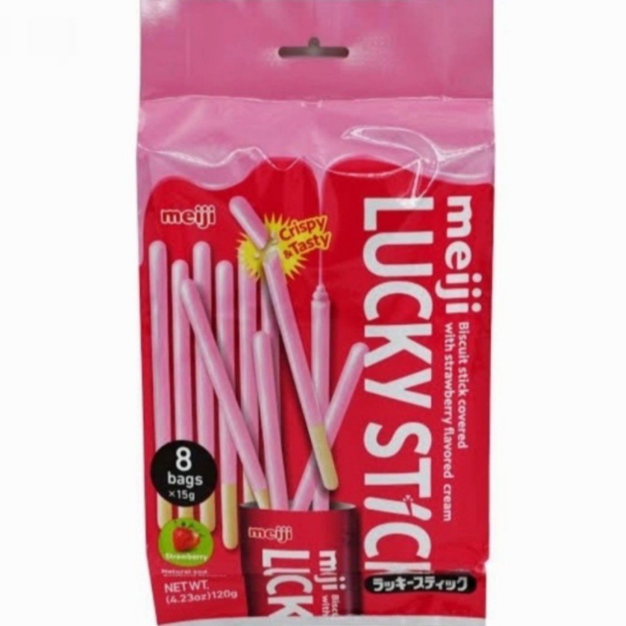 

MEIJI LUCKY STICK STRAWBERRY 8 BAGS × 15 GR