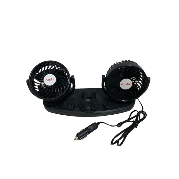 Yundai Kipas Angin 4&quot; Mobil Ganda + Car Phone Holder Fan Swing / Muter 12-24 Volt - Hitam