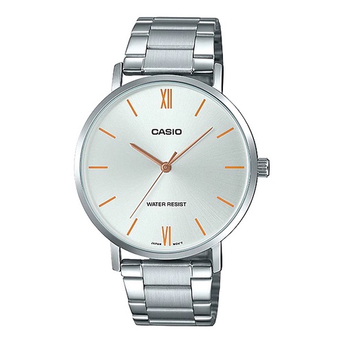 Casio Original MTP-VT01D-1B 1B2 2B 7B Jam Tangan Pria Analog Stainless Steel Strap Rantai Silver