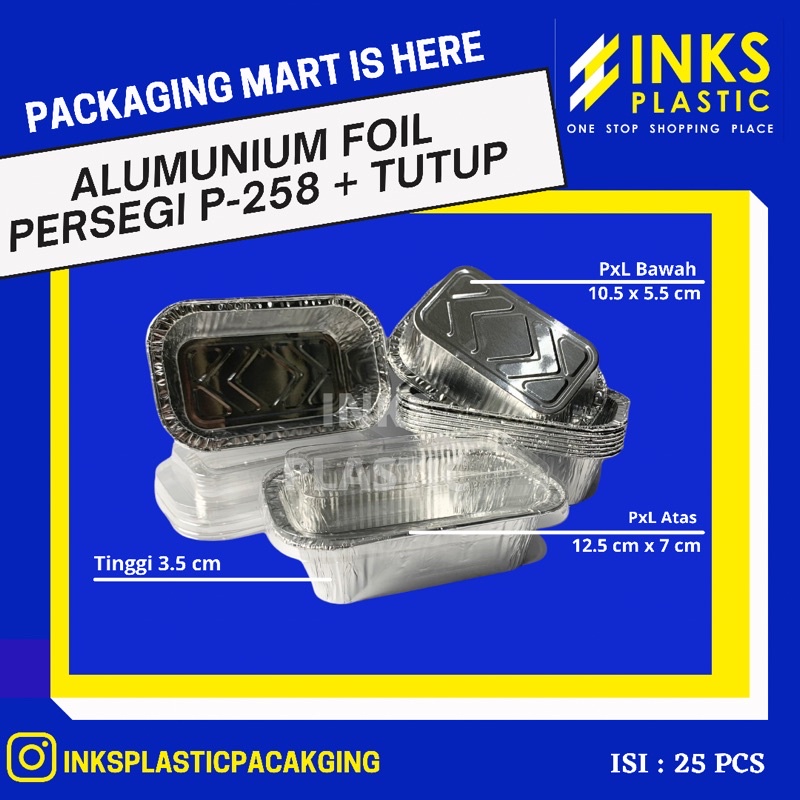 ALUMUNIUM FOIL PERSEGI P-258+TUTUP (20 PCS)