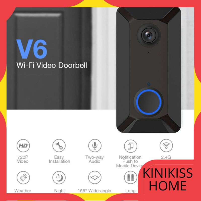 Jual Bel Pintu Rumah 720P WIFI Video Doorbell V6 Camera Radio Bell