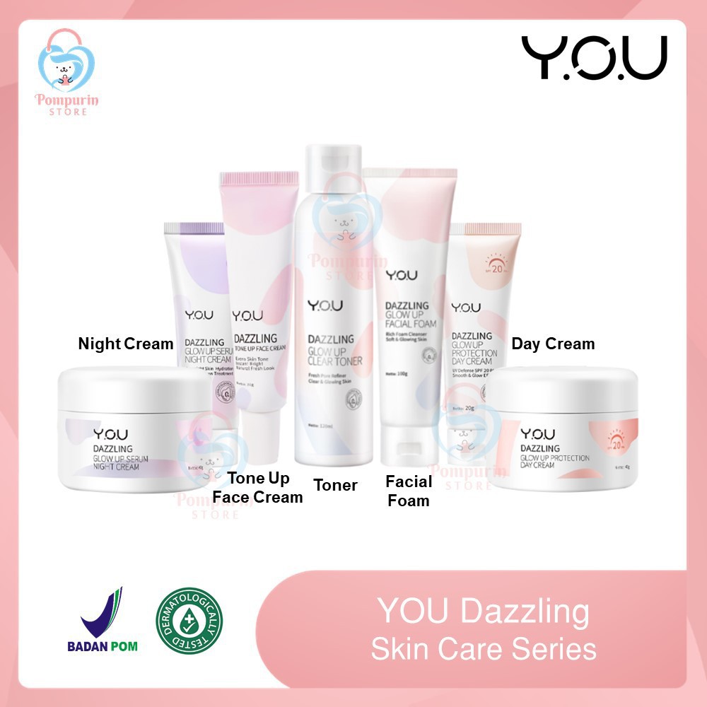 You Dazzling Glow Up Series Day Cream Night Cream Toner Facial Foam Body Cream Tone Up Face Cream