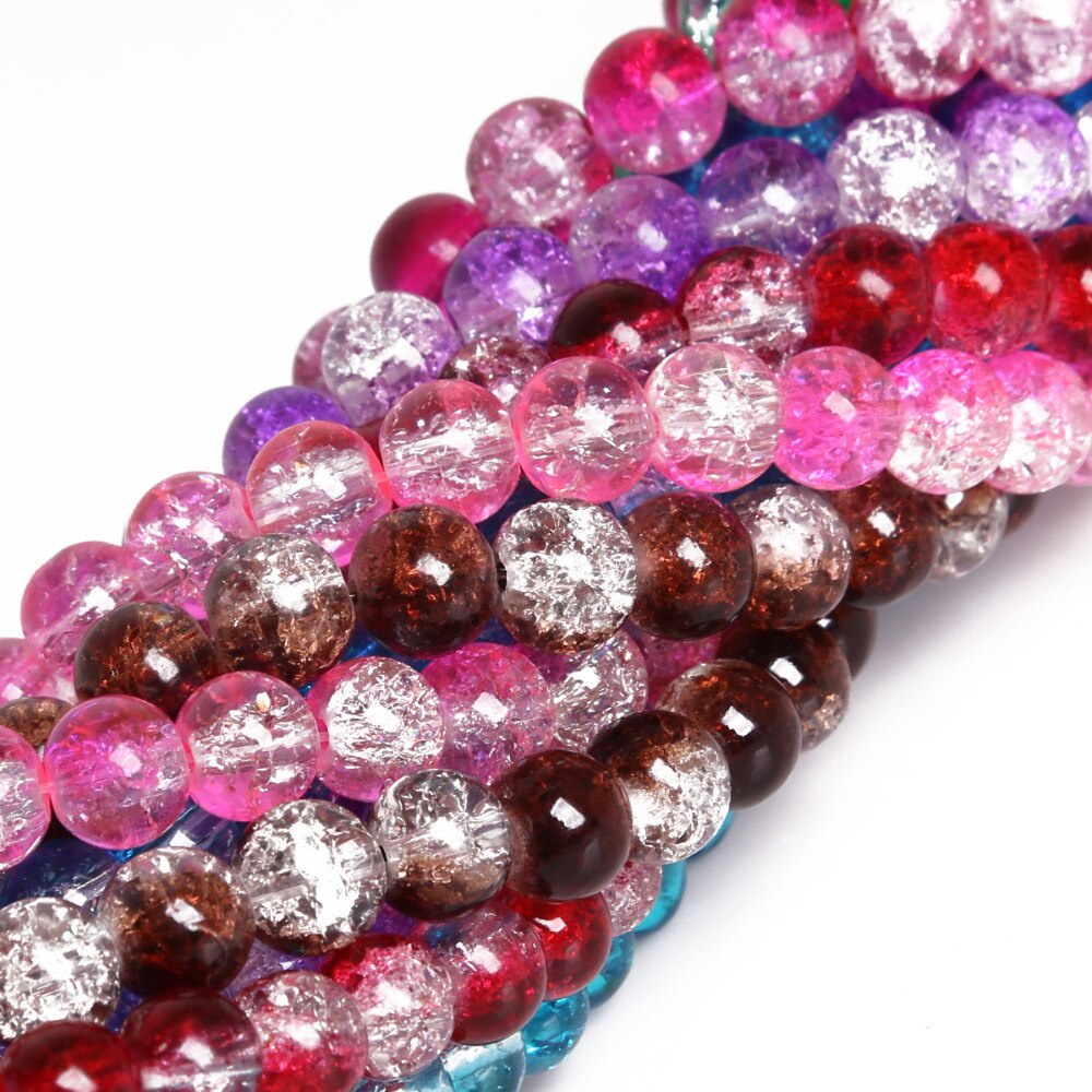 4 Mm 6 Mm 8 Mm 10 Mm Dua Warna Warna Kaca Kresek Beads Bulat Longgar Spacer Manik-manik untuk Membuat Perhiasan DIY Gelang &amp; Kalung
