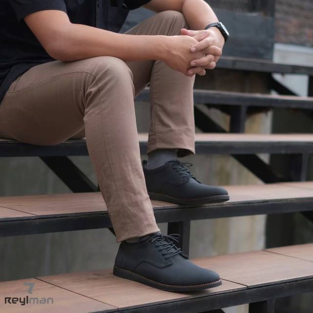 BRIDGE BLACK - REYLMAN | Sepatu Formal Pria Pantofel Hitam Doff Oxford Kasual Hangout Santai Jalan