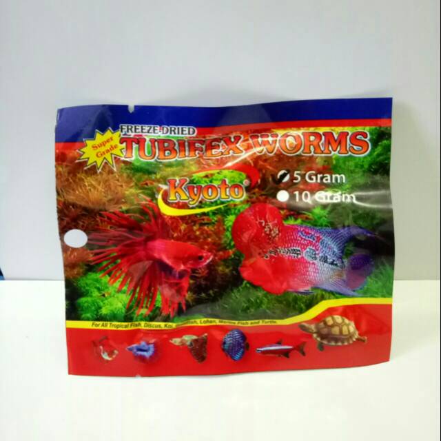 

Cacing kering Tubifex worms kyoto pakan ikan guppy discus cupang berat 5 gram