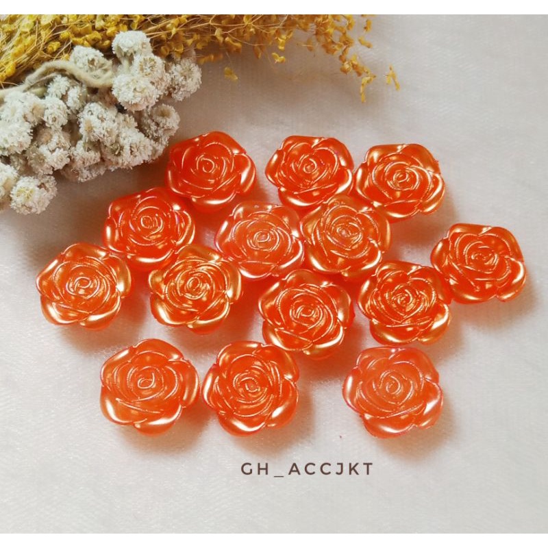 RESIN MAWAR ORANGE 12 PCS - MANIK-MANIK