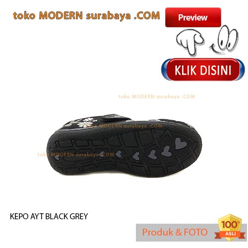 KEPO AYT BLACK GREY sepatu anak velcro casual