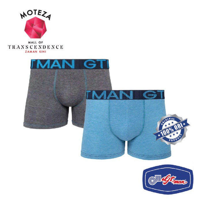 Celana Dalam Underwear Boxer Brief Pria - GT Man GTM 04 - PKR Misty - Abu / Biru