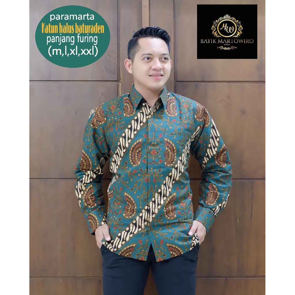 PARAMARTA MARTOWIRO KEMEJA BATIK PRIA LENGAN PANJANG PENDEK LAPIS FURING ATASAN BATIK PRIA MODERN KANGEN KAMULYAN IJO AKTI KUNINGA NJAWI NAVY WULUNG INGSON KADUNG KULINO WARU KAMULYAN WARU MARON ASWO MULYO IJO MESEM MESEM KAMULYAN JOGLO NEW KOLOR PUTIH