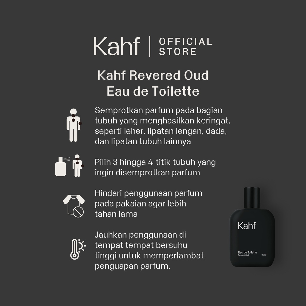 Kahf Revered Oud Eau De Toilette 35 ml - Parfum Pria Wangi Tahan Lama BISA COD