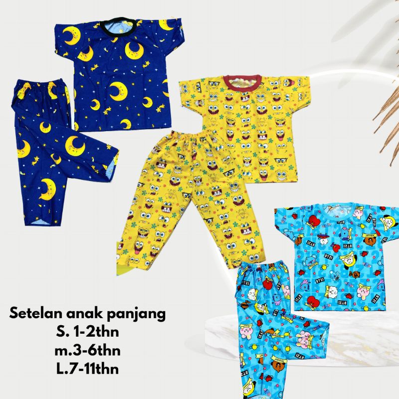 SETELAN ANAK CELANA PANJANG CP, PIYAMA, baju tidur santai