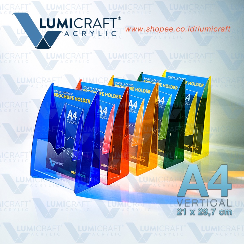 

Tempat Brosur Akrilik Pocket Warna Warni / Acrylic Brochure Holder Colorful - Ukuran isi A4 (21 x 29,7 cm) | DBC-5002