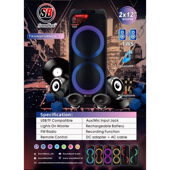 SPEAKER PORTABLE PARTY BOX SOUNDBEST TRANSFORMER 12 ORIGINAL WIRELESS